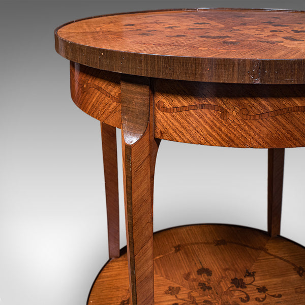Antique Two Tier Occasional Table, French, Kingwood, Lamp, Jardiniere, Edwardian