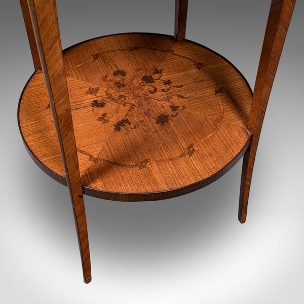 Antique Two Tier Occasional Table, French, Kingwood, Lamp, Jardiniere, Edwardian