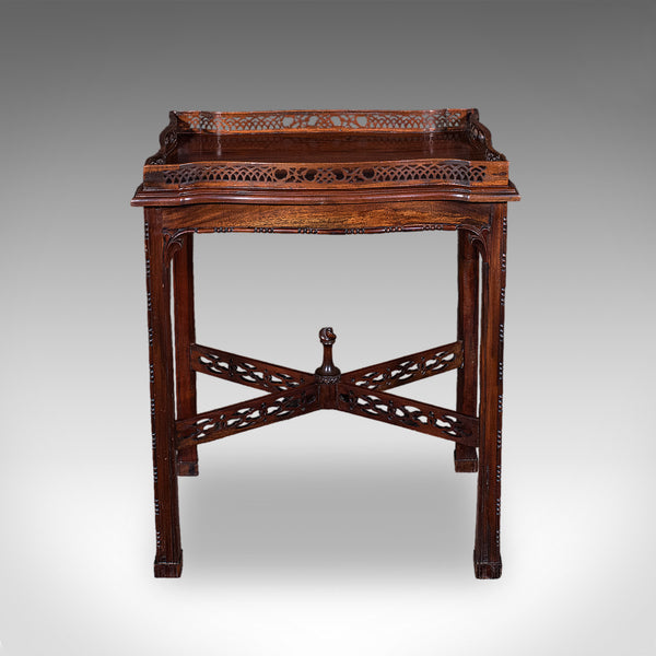 Vintage Chippendale Revival Tray Table, English, Serving Stand, Afternoon Tea