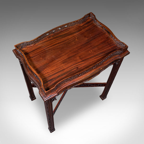 Vintage Chippendale Revival Tray Table, English, Serving Stand, Afternoon Tea
