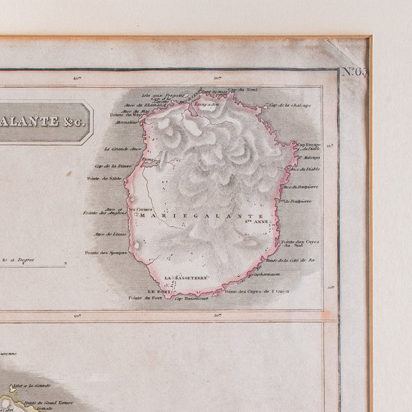 Large Antique Caribbean Map, Guadeloupe, Antigua, Scottish, Framed, Georgian