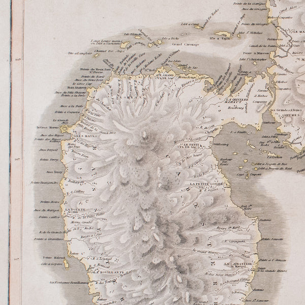 Large Antique Caribbean Map, Guadeloupe, Antigua, Scottish, Framed, Georgian