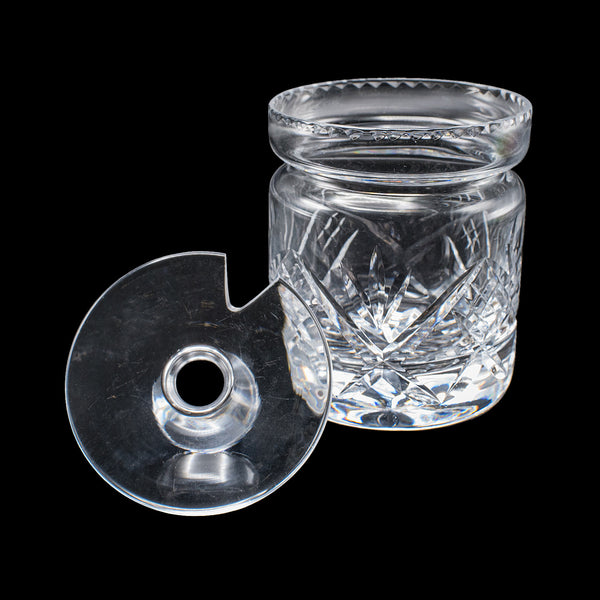 Vintage Jam Jar & Spoon, English Cut Glass Preserve Pot, Condiments, Mid Century