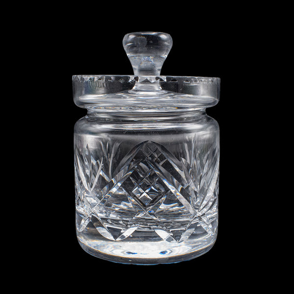 Vintage Jam Jar & Spoon, English Cut Glass Preserve Pot, Condiments, Mid Century