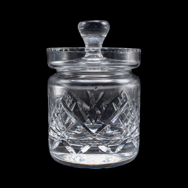 Vintage Jam Jar & Spoon, English Cut Glass Preserve Pot, Condiments, Mid Century