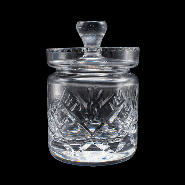 Vintage Jam Jar & Spoon, English Cut Glass Preserve Pot, Condiments, Mid Century