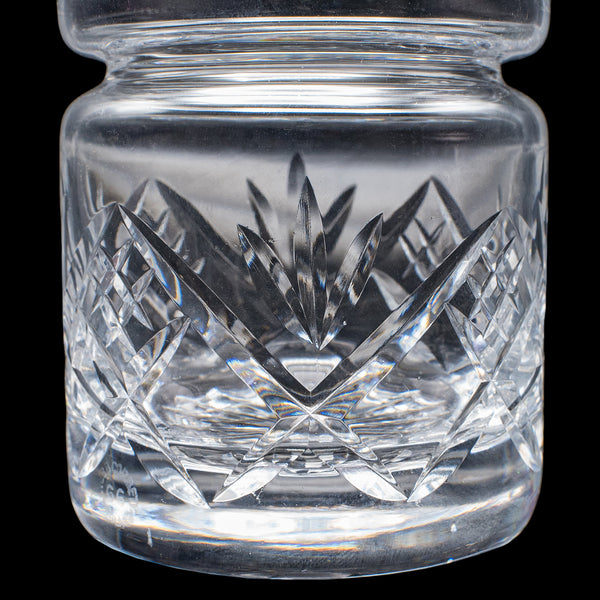 Vintage Jam Jar & Spoon, English Cut Glass Preserve Pot, Condiments, Mid Century