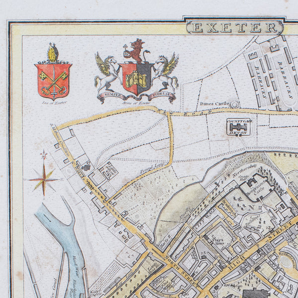 Antique City of Exeter Map, English, Framed, Atlas Excerpt, Georgian, Circa 1805