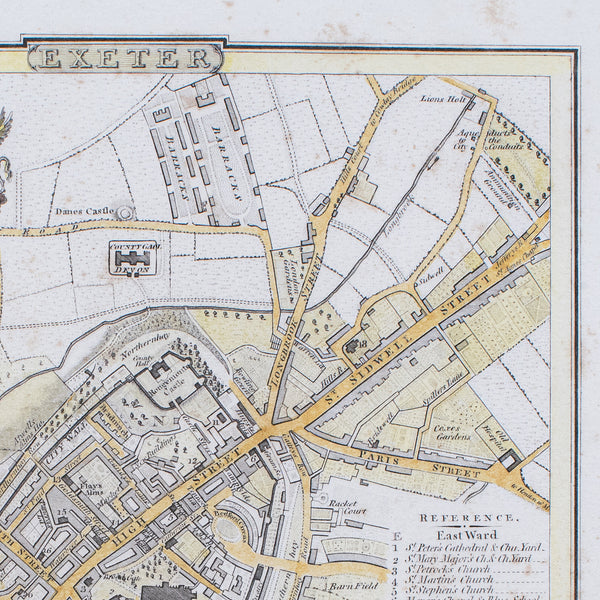 Antique City of Exeter Map, English, Framed, Atlas Excerpt, Georgian, Circa 1805