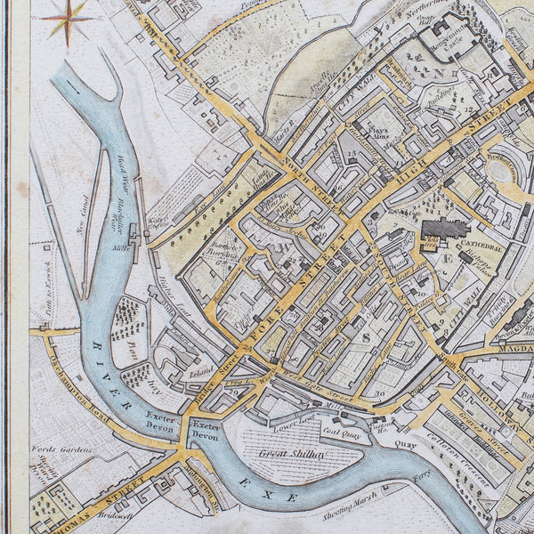 Antique City of Exeter Map, English, Framed, Atlas Excerpt, Georgian, Circa 1805