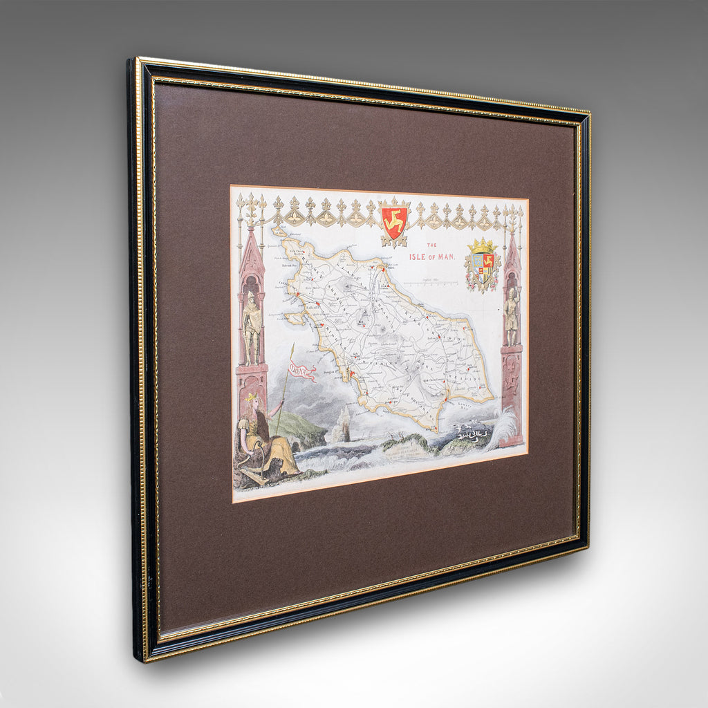 Vintage Isle of Man Map, English, After Thomas Moule, Manx Cartography, Framed