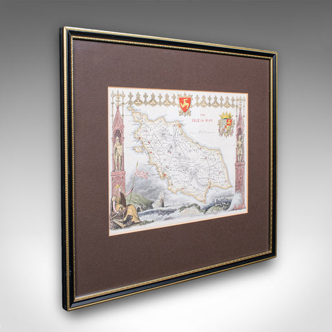 Vintage Isle of Man Map, English, After Thomas Moule, Manx Cartography, Framed