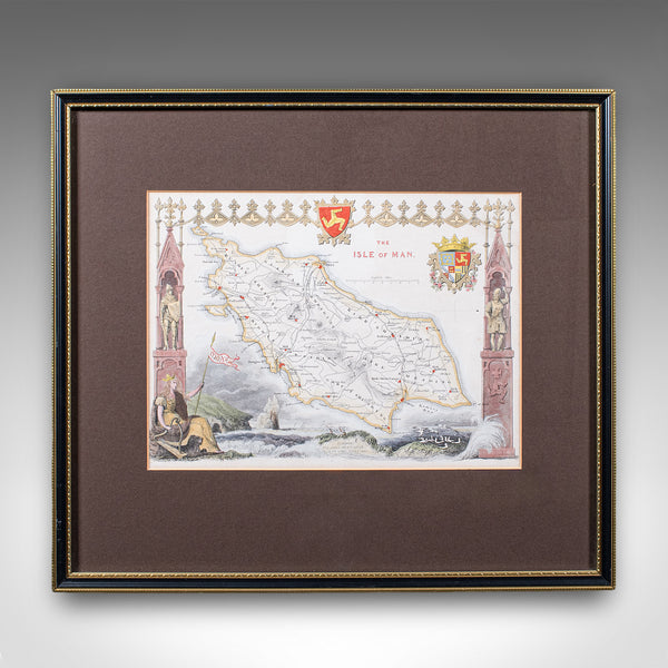 Vintage Isle of Man Map, English, After Thomas Moule, Manx Cartography, Framed