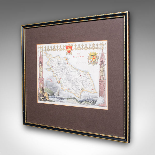 Vintage Isle of Man Map, English, After Thomas Moule, Manx Cartography, Framed