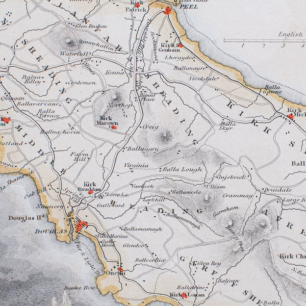 Vintage Isle of Man Map, English, After Thomas Moule, Manx Cartography, Framed