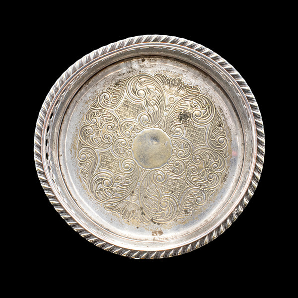 Vintage Wine Coaster Duo, English, Silver Plate, Champagne Bottle Stand, C.1960
