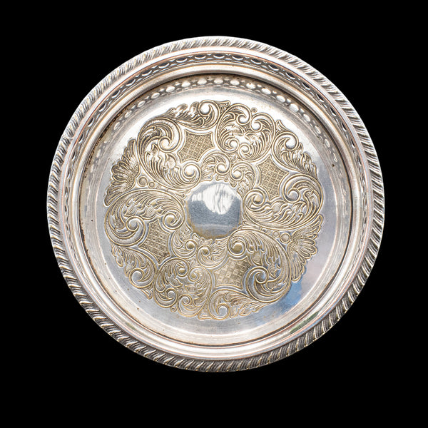 Vintage Wine Coaster Duo, English, Silver Plate, Champagne Bottle Stand, C.1960