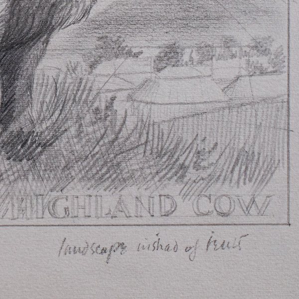 Vintage Highland Cow Artist's Proof, English, Framed, Stamp Art, Barry Driscoll