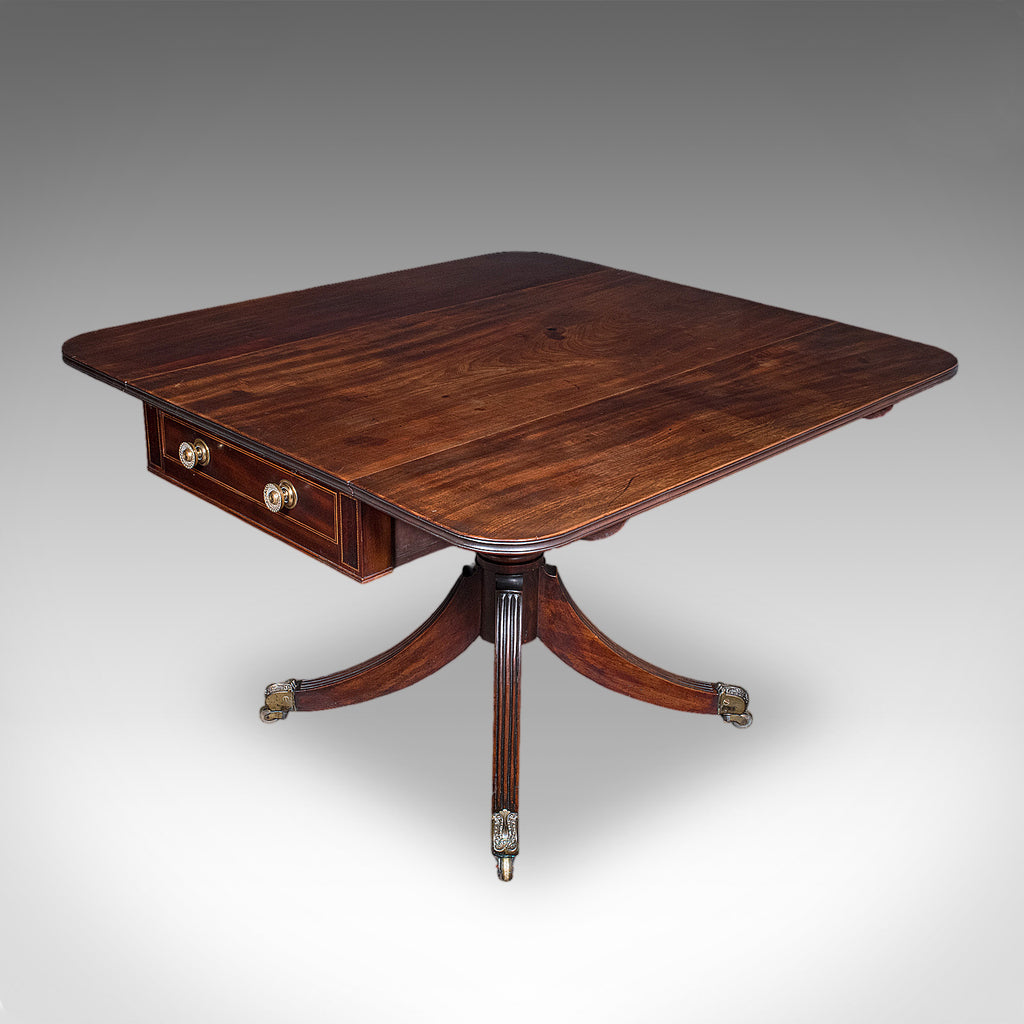 Large Antique Pembroke Table, English, Drop Leaf, Dining Table, 4 Seat, Regency