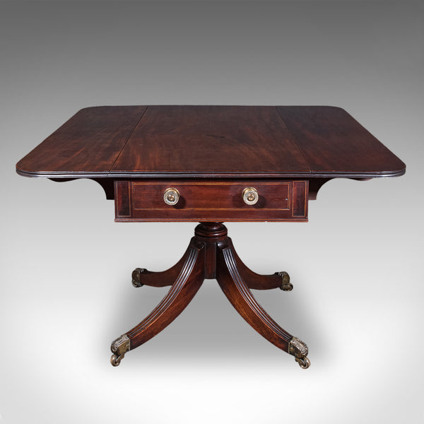 Large Antique Pembroke Table, English, Drop Leaf, Dining Table, 4 Seat, Regency