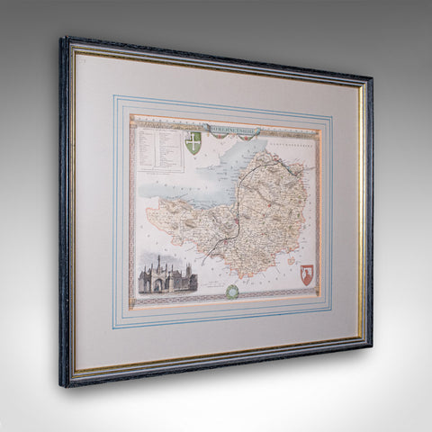 Vintage Somerset County Map, English, Framed Cartography, After Thomas Moule