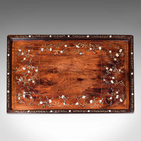 Antique Colonial Serving Tray, Anglo Indian Teak, Afternoon Tea Slide, Victorian