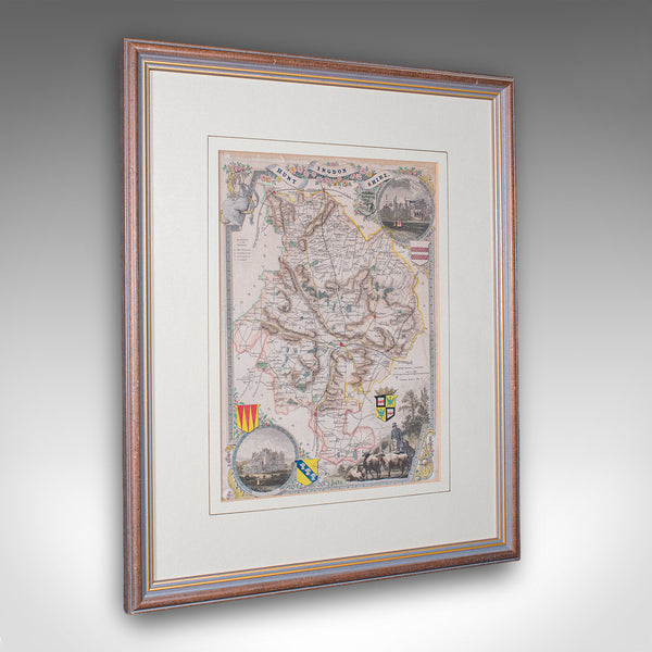 Antique County Map, Huntingdonshire, English, Framed, Moule, Atlas, Victorian