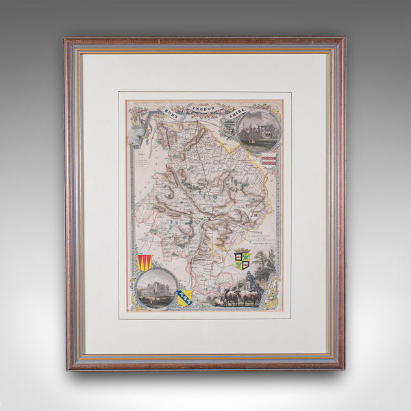 Antique County Map, Huntingdonshire, English, Framed, Moule, Atlas, Victorian