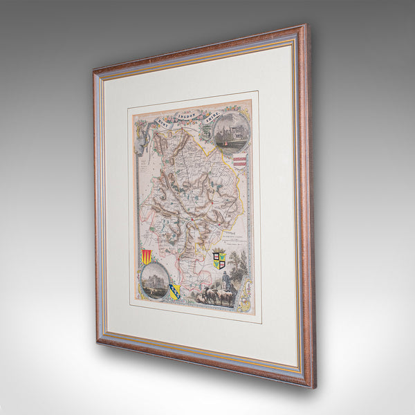 Antique County Map, Huntingdonshire, English, Framed, Moule, Atlas, Victorian