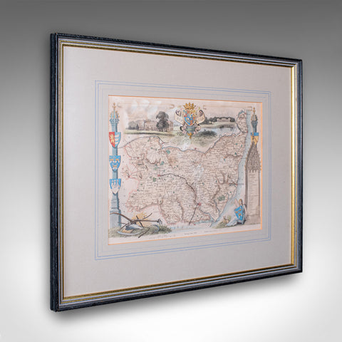 Vintage County Map, Suffolk, English, Framed, Cartography, After Thomas Moule