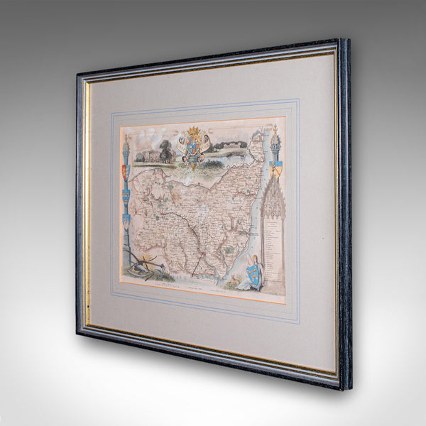 Vintage County Map, Suffolk, English, Framed, Cartography, After Thomas Moule