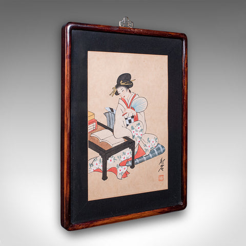Antique Figural Woodblock Print, Japanese Art, Meiji, After Shoun, Edwardian
