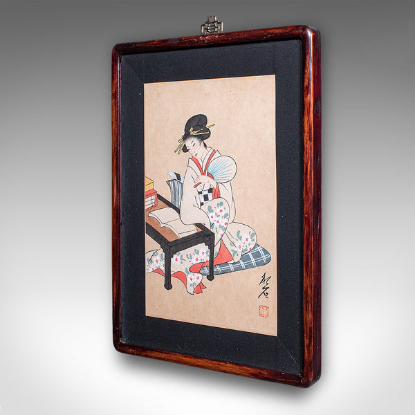 Antique Figural Woodblock Print, Japanese Art, Meiji, After Shoun, Edwardian
