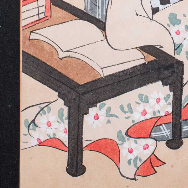 Antique Figural Woodblock Print, Japanese Art, Meiji, After Shoun, Edwardian