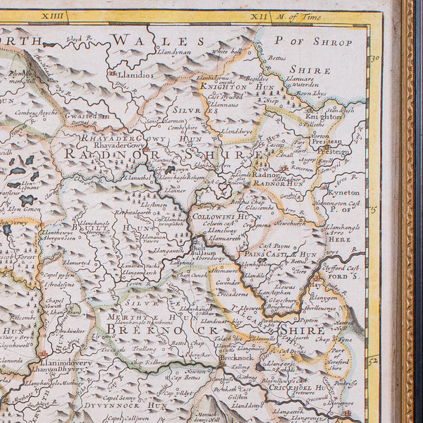 Antique South Wales Map, English, Framed, Robert Morden Cartography, Circa 1720
