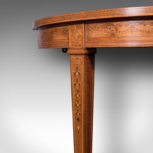 Pair of Antique Demi Lune Side Tables, English, Neoclassical, Sheraton, Georgian