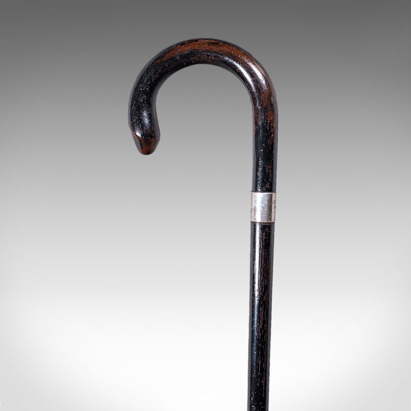 Vintage Gentleman's Walking Cane, English, Brass, Stick, Hallmarked Silver, 1935
