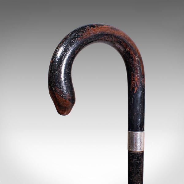 Vintage Gentleman's Walking Cane, English, Brass, Stick, Hallmarked Silver, 1935