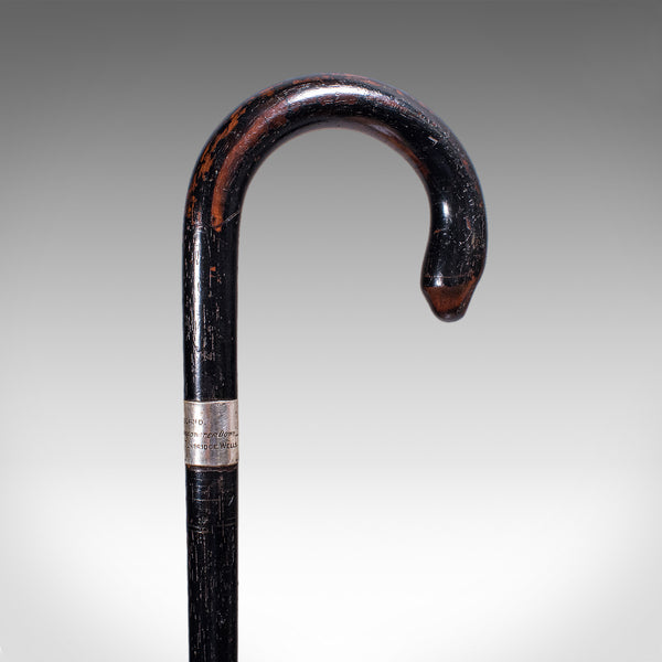 Vintage Gentleman's Walking Cane, English, Brass, Stick, Hallmarked Silver, 1935