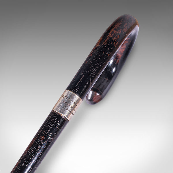 Vintage Gentleman's Walking Cane, English, Brass, Stick, Hallmarked Silver, 1935