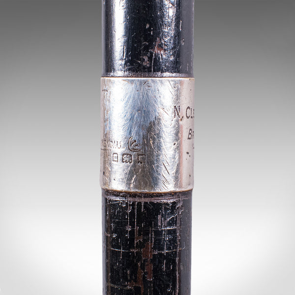 Vintage Gentleman's Walking Cane, English, Brass, Stick, Hallmarked Silver, 1935