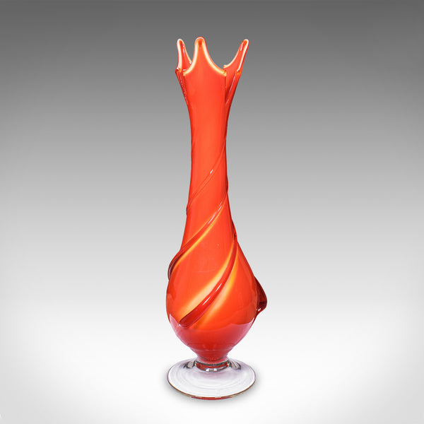 Vintage Murano Trumpet Vase, Italian, Art Glass, Display, Mid Century Modern
