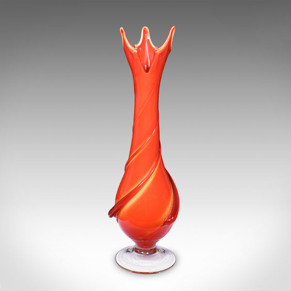 Vintage Murano Trumpet Vase, Italian, Art Glass, Display, Mid Century Modern