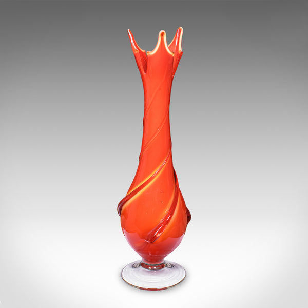 Vintage Murano Trumpet Vase, Italian, Art Glass, Display, Mid Century Modern