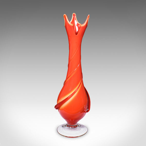 Vintage Murano Trumpet Vase, Italian, Art Glass, Display, Mid Century Modern