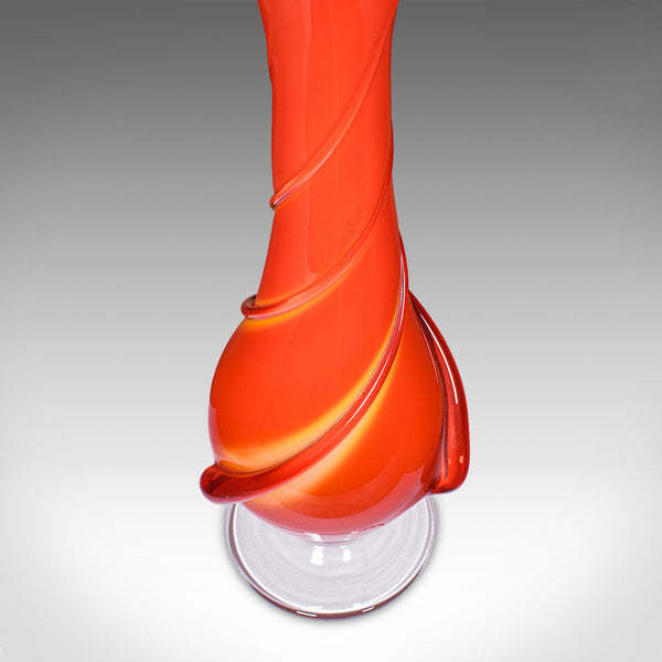Vintage Murano Trumpet Vase, Italian, Art Glass, Display, Mid Century Modern