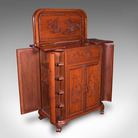 Vintage Cocktail Cabinet, Hong Kong, Counterweighted Dry Bar, Mid Century, 1960