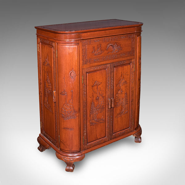 Vintage Cocktail Cabinet, Hong Kong, Counterweighted Dry Bar, Mid Century, 1960