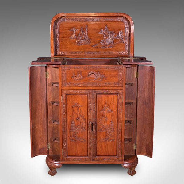 Vintage Cocktail Cabinet, Hong Kong, Counterweighted Dry Bar, Mid Century, 1960