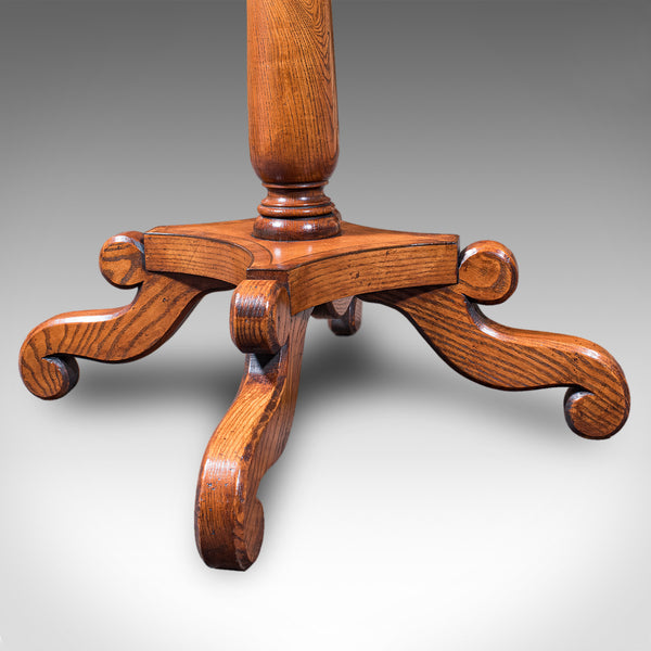 Vintage Regency Revival Side Table, English, Oak, Walnut, Accent, End, Art Deco